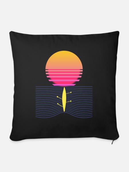 Rowing Retro Ruderboot Rudern Sunset - Sofakissenbezug 45 x 45 cm - Schwarz