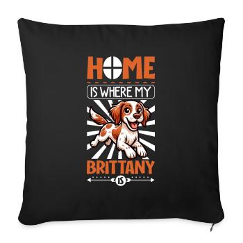 Accueil - Epagneul Breton - Housse de coussin décorative 45 x 45 cm - noir - Devant