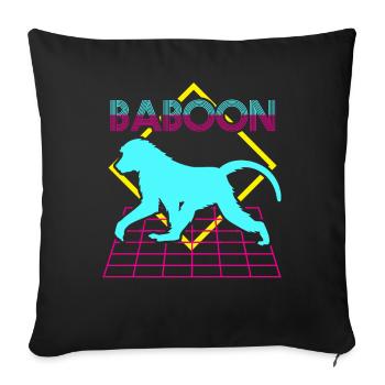 Cadeau pour les amoureux des babouins - Housse de coussin décorative 45 x 45 cm - noir - Devant