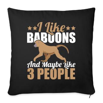 Cadeau pour les amoureux des babouins - Housse de coussin décorative 45 x 45 cm - noir - Devant