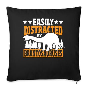 Brontosaure Dino cadeau - Housse de coussin décorative 45 x 45 cm - noir - Devant