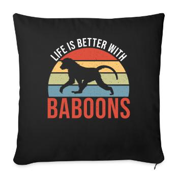 Cadeau pour les amoureux des babouins - Housse de coussin décorative 45 x 45 cm - noir - Devant