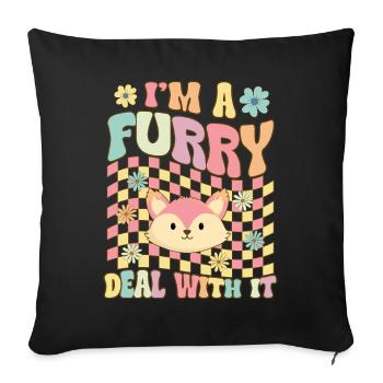 Groovy Furry Fandom Fursuit Fox - Sofa pillowcase 17,3'' x 17,3'' (45 x 45 cm) - black - Front