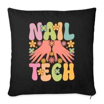 Groovy Nail Technician Nail Artist Eyelashes - Sofa pillowcase 17,3'' x 17,3'' (45 x 45 cm) - black - Front