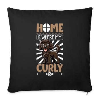 Zuhause - Curly-coated Retriever - Sofakissenbezug 45 x 45 cm - Schwarz - Vorne