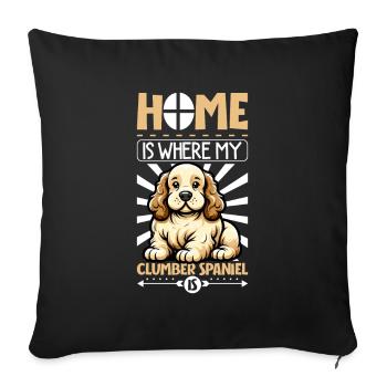 Zuhause - Clumber Spaniel - Sofakissenbezug 45 x 45 cm - Schwarz - Vorne