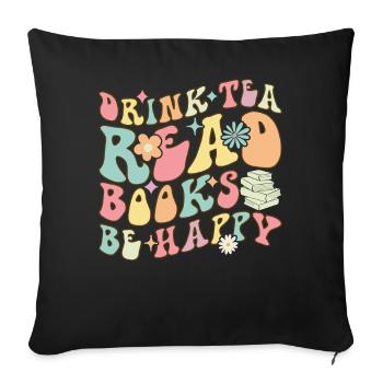 Groovy Book Reader - Sofa pillowcase 17,3'' x 17,3'' (45 x 45 cm) - black - Front