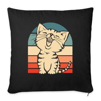 Katze - Sofakissenbezug 45 x 45 cm - Schwarz - Vorne