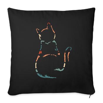 Katze - Sofakissenbezug 45 x 45 cm - Schwarz - Vorne
