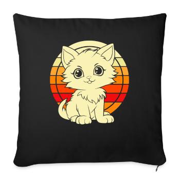 Katze - Sofakissenbezug 45 x 45 cm - Schwarz - Vorne