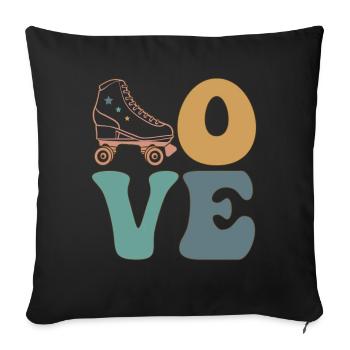 LOVE Patins à roulettes Patins à roulettes - Housse de coussin décorative 45 x 45 cm - noir - Devant