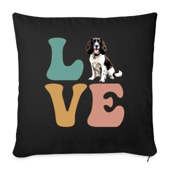 LIEBE Springer Spaniel Hund - Sofakissenbezug 45 x 45 cm - Schwarz - Vorne