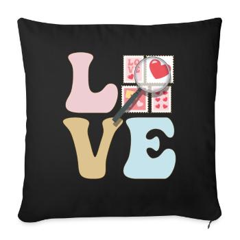 LOVE Stamp Collector Timbre Collectionneur Timbre Collectionner - Housse de coussin décorative 45 x 45 cm - noir - Devant