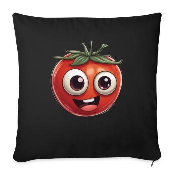 Cute Tomato Smiling Design - Sofa pillowcase 17,3'' x 17,3'' (45 x 45 cm) - black - Front