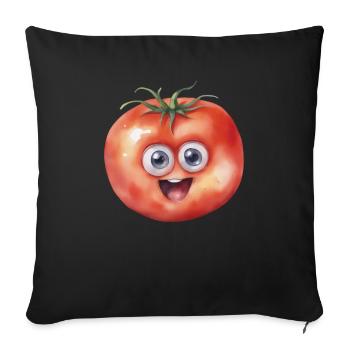 Cute Tomato Smiling Design - Sofa pillowcase 17,3'' x 17,3'' (45 x 45 cm) - black - Front