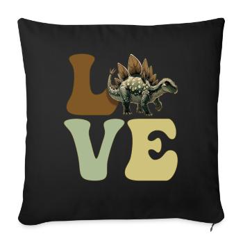LOVE Stegosaurus Dinosaurs - Sofa pillowcase 17,3'' x 17,3'' (45 x 45 cm) - black - Front