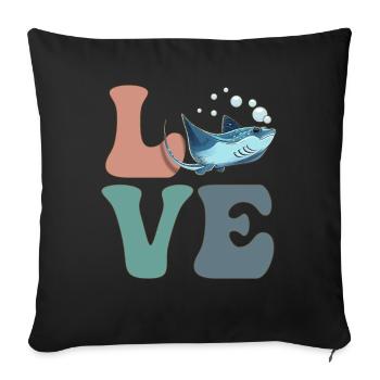 LOVE Stingray Manta Ray - Sofa pillowcase 17,3'' x 17,3'' (45 x 45 cm) - black - Front