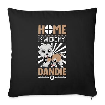Home - Dandie Dinmont Terrier - Sofa pillowcase 17,3'' x 17,3'' (45 x 45 cm) - black - Front