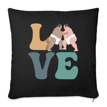 LOVE Sumo Wrestling Lutteur de sumo japonais - Housse de coussin décorative 45 x 45 cm - noir - Devant