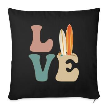 LOVE Surfer Surf à Hawaï - Housse de coussin décorative 45 x 45 cm - noir - Devant