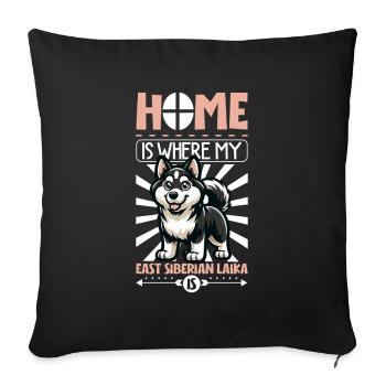 Accueil - Laïka de Sibérie orientale - Housse de coussin décorative 45 x 45 cm - noir - Devant