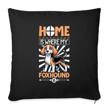 Zuhause - English Foxhound - Sofakissenbezug 45 x 45 cm - Schwarz - Vorne