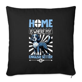 Home - English Setter - Sofa pillowcase 17,3'' x 17,3'' (45 x 45 cm) - black - Front