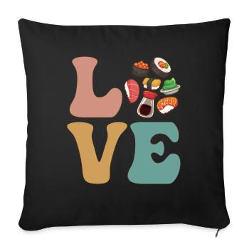 LOVE Sushi Japanisches Essen - Sofakissenbezug 45 x 45 cm - Schwarz - Vorne