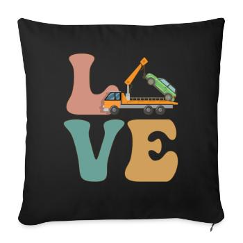 LOVE Tow Truck Driver Towing Service Towing Service - Sofa pillowcase 17,3'' x 17,3'' (45 x 45 cm) - black - Front