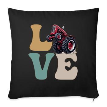 LOVE Tractor Pulling Tractor Driver Farmer Farming - Sofakissenbezug 45 x 45 cm - Schwarz - Vorne