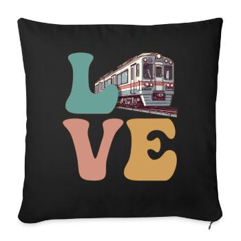 LOVE Train Trainspotter Trainspotting Model Railway - Sofa pillowcase 17,3'' x 17,3'' (45 x 45 cm) - black - Front