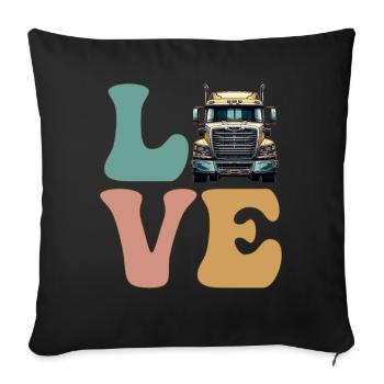 LOVE Trucker Truck Driver - Sofa pillowcase 17,3'' x 17,3'' (45 x 45 cm) - black - Front