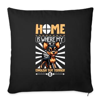 Accueil - English Toy Terrier - Housse de coussin décorative 45 x 45 cm - noir - Devant