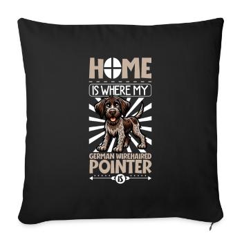 Home - German Wirehaired Pointer - Sofa pillowcase 17,3'' x 17,3'' (45 x 45 cm) - black - Front