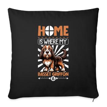 Accueil - Grand Basset Griffon Vendéen - Housse de coussin décorative 45 x 45 cm - noir - Devant