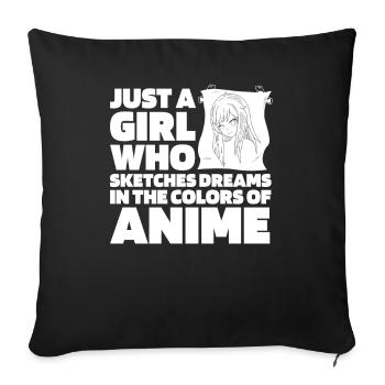Anime Manga Anime Fille - Housse de coussin décorative 45 x 45 cm - noir - Devant