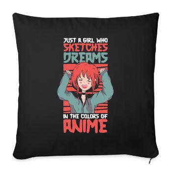Anime Manga Anime Fille - Housse de coussin décorative 45 x 45 cm - noir - Devant