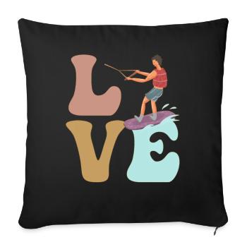 LOVE Wakeboard Wakeboarder Surf - Housse de coussin décorative 45 x 45 cm - noir - Devant
