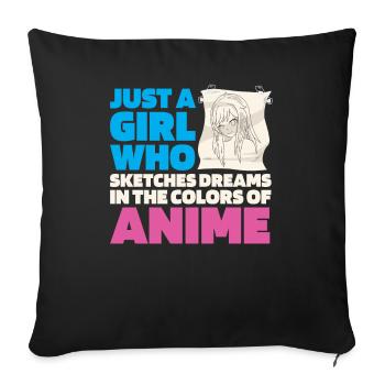 Anime Manga Anime Fille - Housse de coussin décorative 45 x 45 cm - noir - Devant