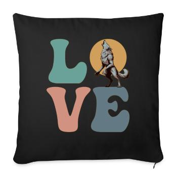 LOVE Werewolf Wolf Howling Furry Fandom Fursuit - Sofa pillowcase 17,3'' x 17,3'' (45 x 45 cm) - black - Front
