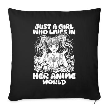 Anime Manga Anime Fille - Housse de coussin décorative 45 x 45 cm - noir - Devant
