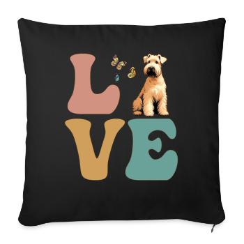 LIEBE Wheaten Terrier Hund - Sofakissenbezug 45 x 45 cm - Schwarz - Vorne