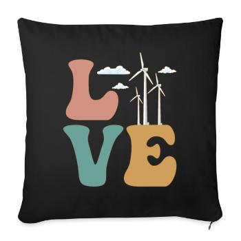 LOVE Wind Turbine Technician Energy Wind Power Plant - Sofa pillowcase 17,3'' x 17,3'' (45 x 45 cm) - black - Front