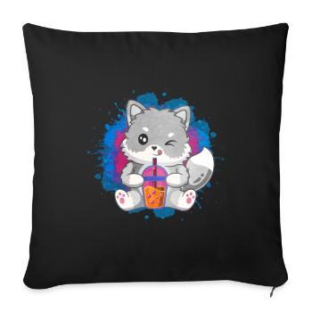 Niedliches Polarfuchs-Geschenk - Sofakissenbezug 45 x 45 cm - Schwarz - Vorne