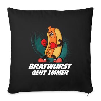 Bratwurst en cadeau - Housse de coussin décorative 45 x 45 cm - noir - Devant