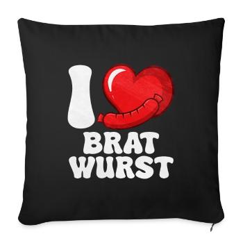 Bratwurst en cadeau - Housse de coussin décorative 45 x 45 cm - noir - Devant