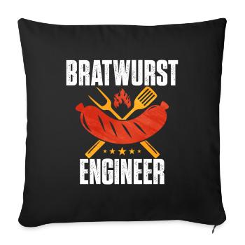 Bratwurst en cadeau - Housse de coussin décorative 45 x 45 cm - noir - Devant