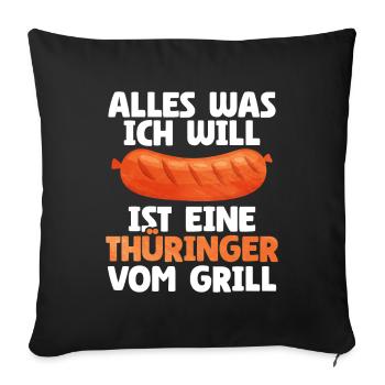 Bratwurst en cadeau - Housse de coussin décorative 45 x 45 cm - noir - Devant