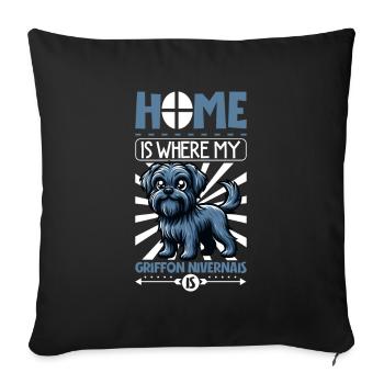 Accueil - Griffon Nivernais - Housse de coussin décorative 45 x 45 cm - noir - Devant