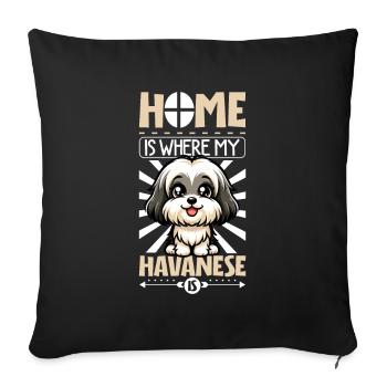 Accueil - Bichon Havanais - Housse de coussin décorative 45 x 45 cm - noir - Devant